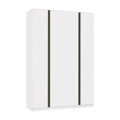 Guarda Roupa Casal Prime 4 Portas Bater 3 Gavetas Branco FF com Branco MAT