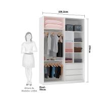 Guarda Roupa 4 Portas 159,2 Cm Branco Ff Com Branco Mat - 4