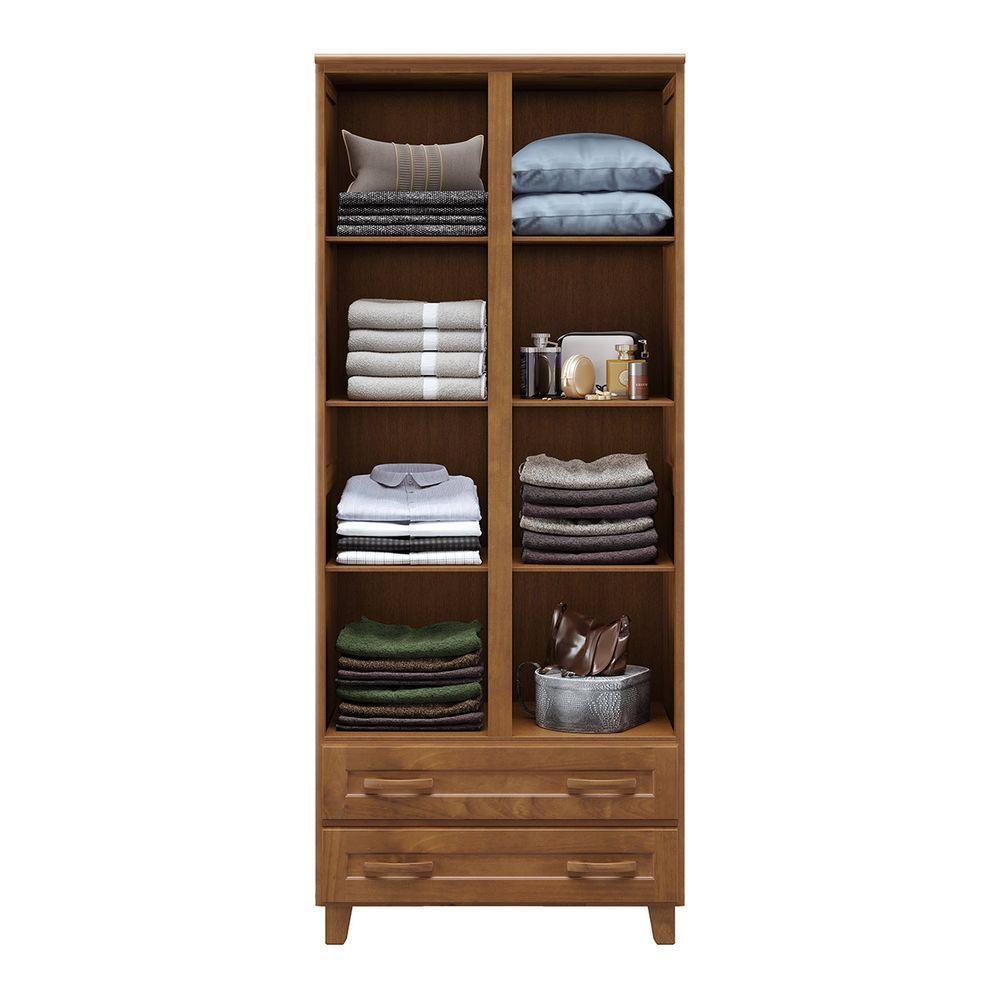 Conjunto Quarto Imbuia: Guarda-roupa Multiuso Flex 2 Portas 2 Gavetas, Cômoda 4 Gavetas Madeira - 4