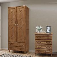 Conjunto Quarto Imbuia: Guarda-roupa Multiuso Flex 2 Portas 2 Gavetas, Cômoda 4 Gavetas Madeira - 1