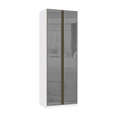 Guarda Roupa Modulado Prime 2 Portas Bater 3 Gavetas Branco F.F. Vidro Reflecta Prata