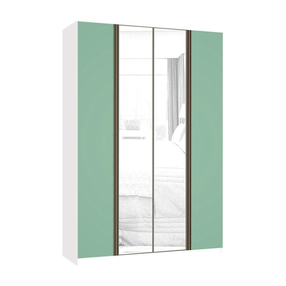 Guarda Roupa 4 Portas 159,2 Cm Branco Com Verde Jade - 1
