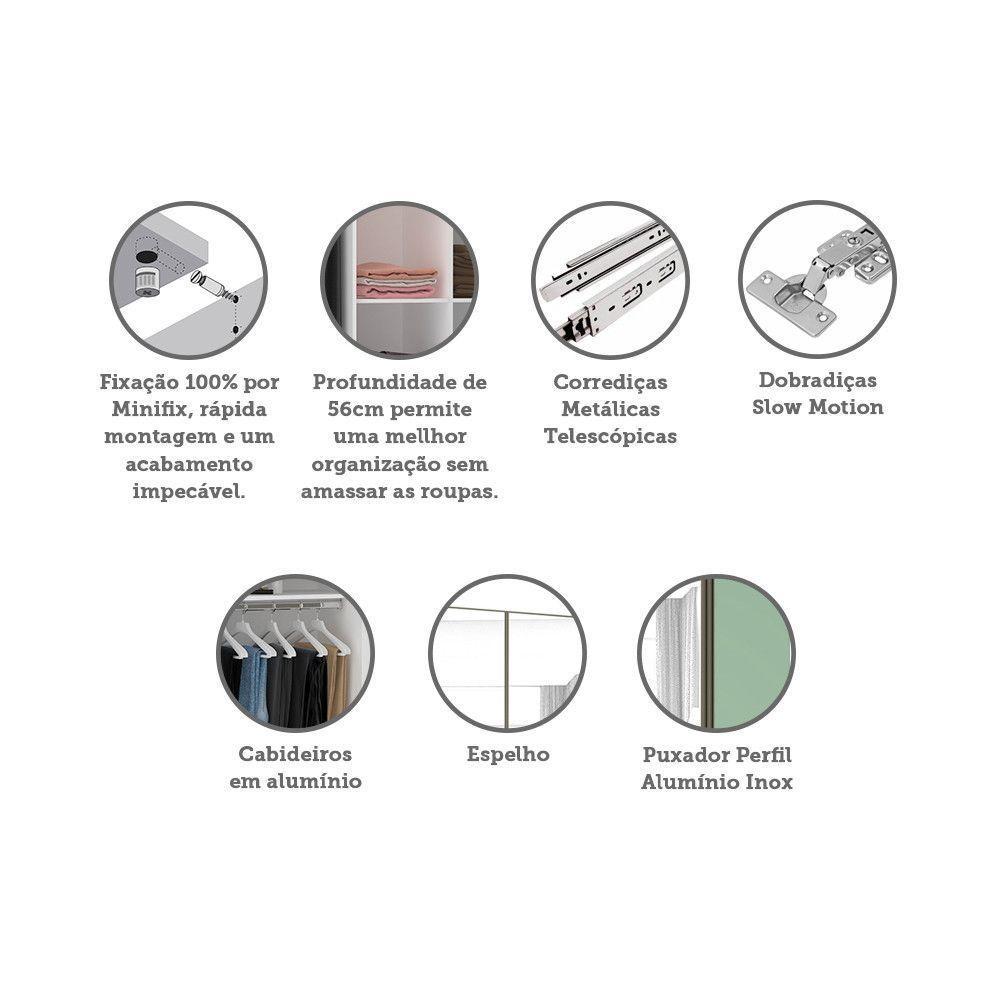 Guarda Roupa 4 Portas 159,2 Cm Branco Com Verde Jade - 4