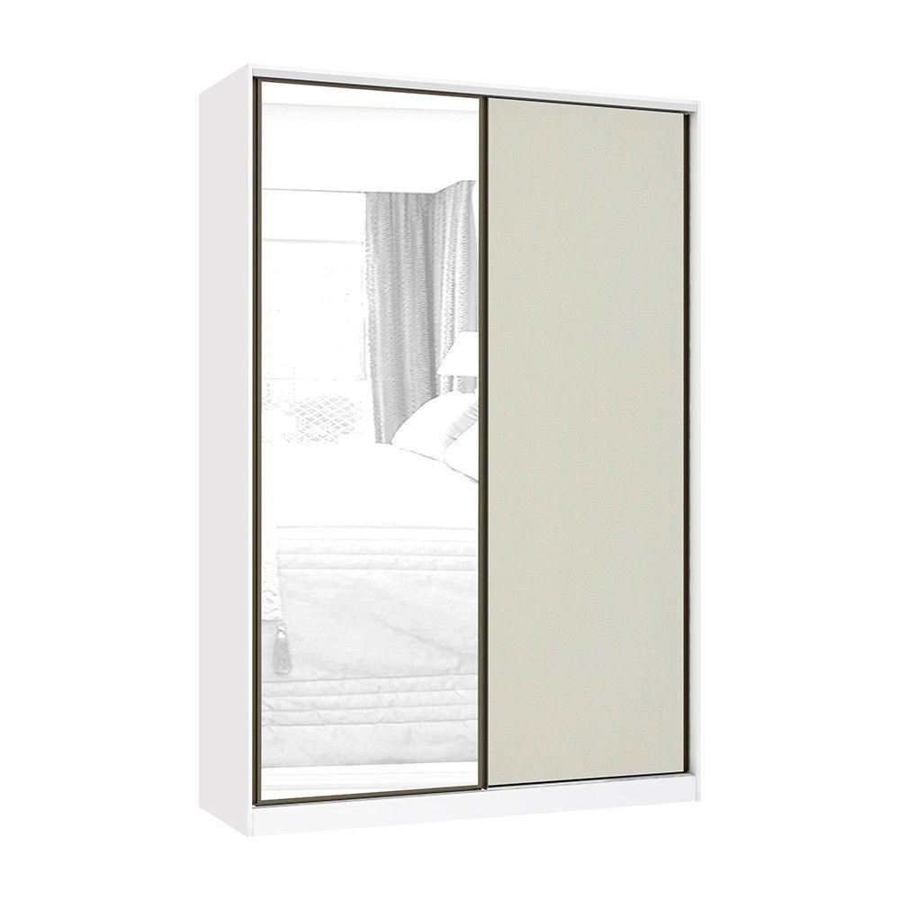 Guarda Roupa 2 Portas De Correr 159cm Branco Com Kashmir - 1