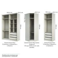 Guarda Roupa Canto 6 Gavetas, 4 Cabideiros Legno Crema