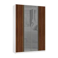 Guarda Roupa 4 Portas 1592 Cm Prata Branco Com Nogueira Dourado - 1