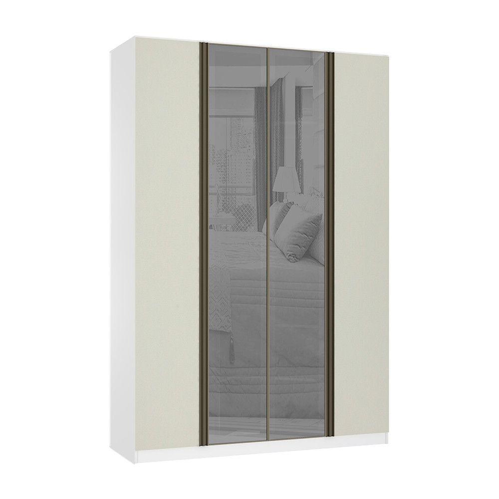 Guarda Roupa 4 Portas 159,2 Cm Prata Branco Ff Com Kashmir - 1