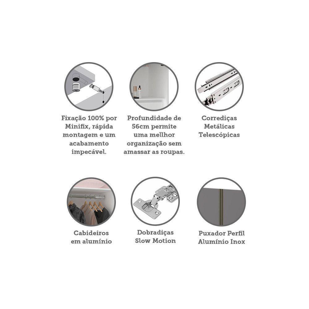 Guarda Roupa Modulado 2 Portas 80cm Branco Com Cinza Puro - 3