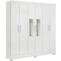 Guarda Roupa 6 Portas com Espelho Prático Elite Branco - 1