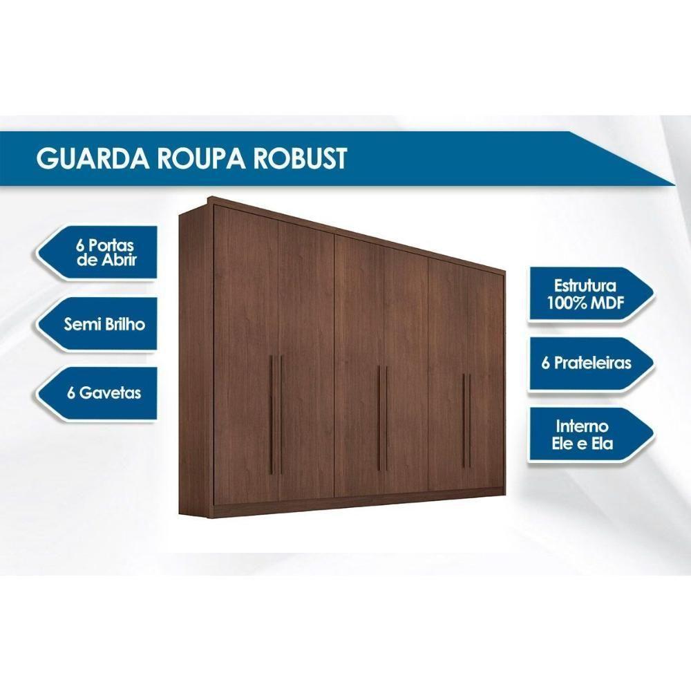 Guarda Roupa 6 Portas  e 6 Gavetas Robust Plus Freijó/FendiOff - Novo Horizonte - 2