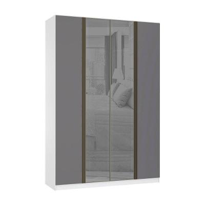 Guarda Roupa Modulado Prime Luciane 4 Portas 3 Gavetas Branco MDP com Vidro Reflecta