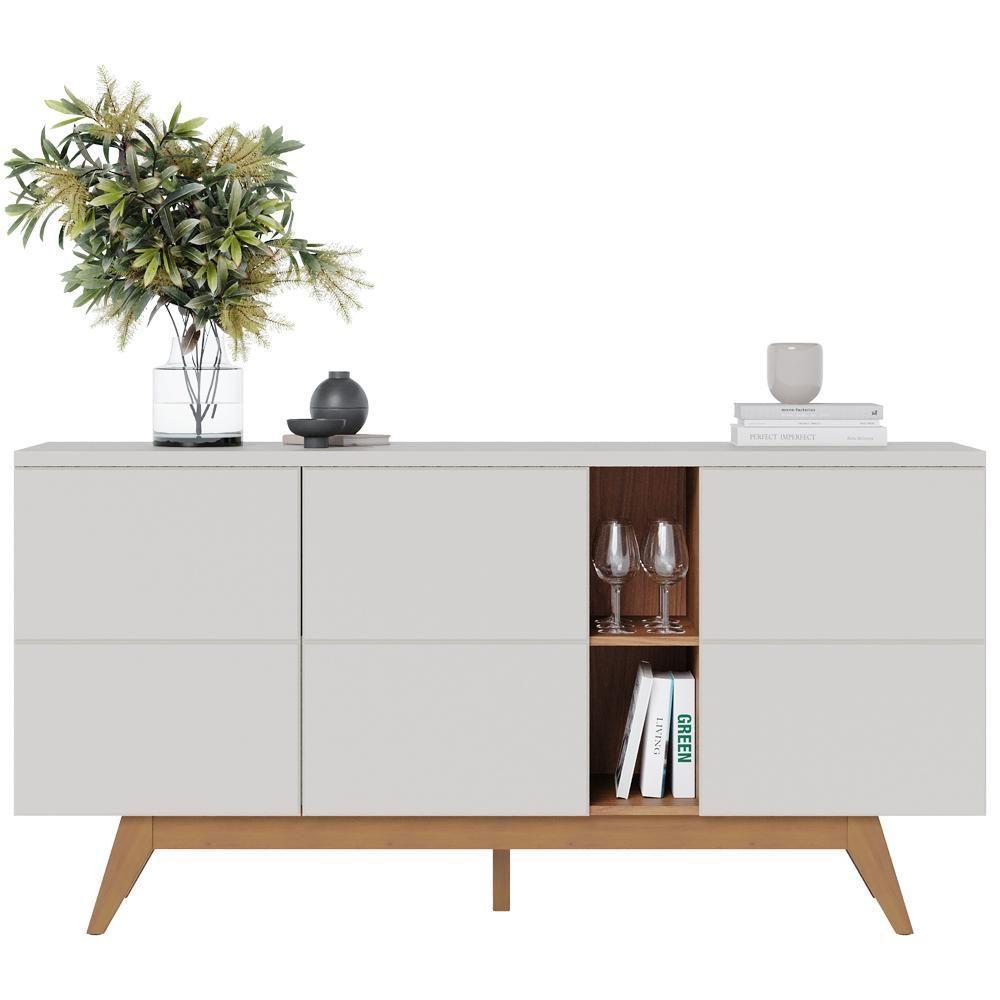 Aparador Buffet Para Sala De Jantar 03 Portas íris C04 Off Matte Freijó - Lyam - 6