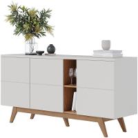 Aparador Buffet Para Sala De Jantar 03 Portas íris C04 Off Matte Freijó - Lyam - 1