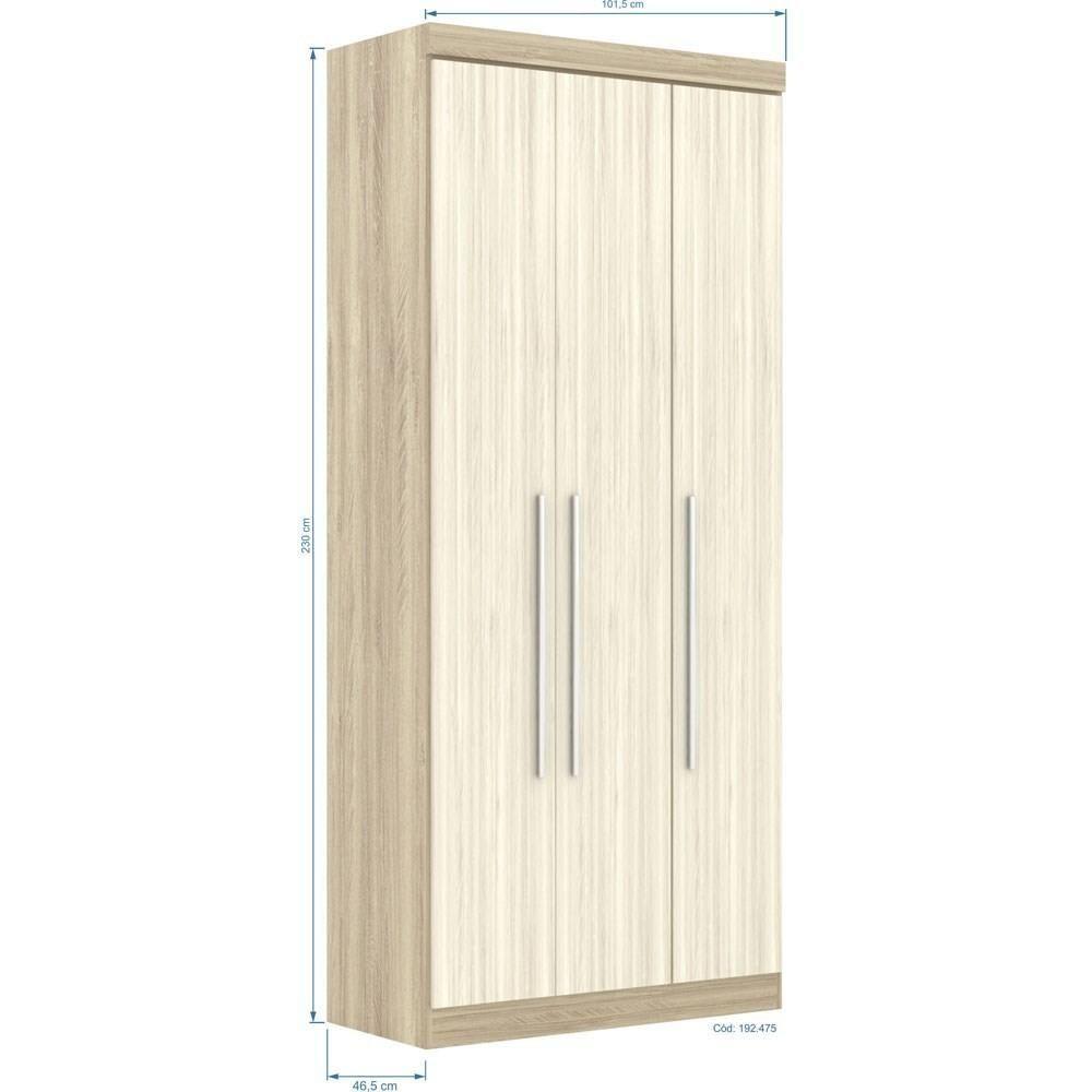 Guarda Roupa Modulado 3 Portas 2 Gavetas 192 Master Avelã Rústico/ártico Rústico - Eucamóveis - 2