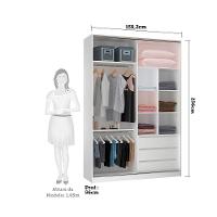 Guarda Roupa 4 Portas 159,2 Cm Prata Branco Ff Com Gaia - 6
