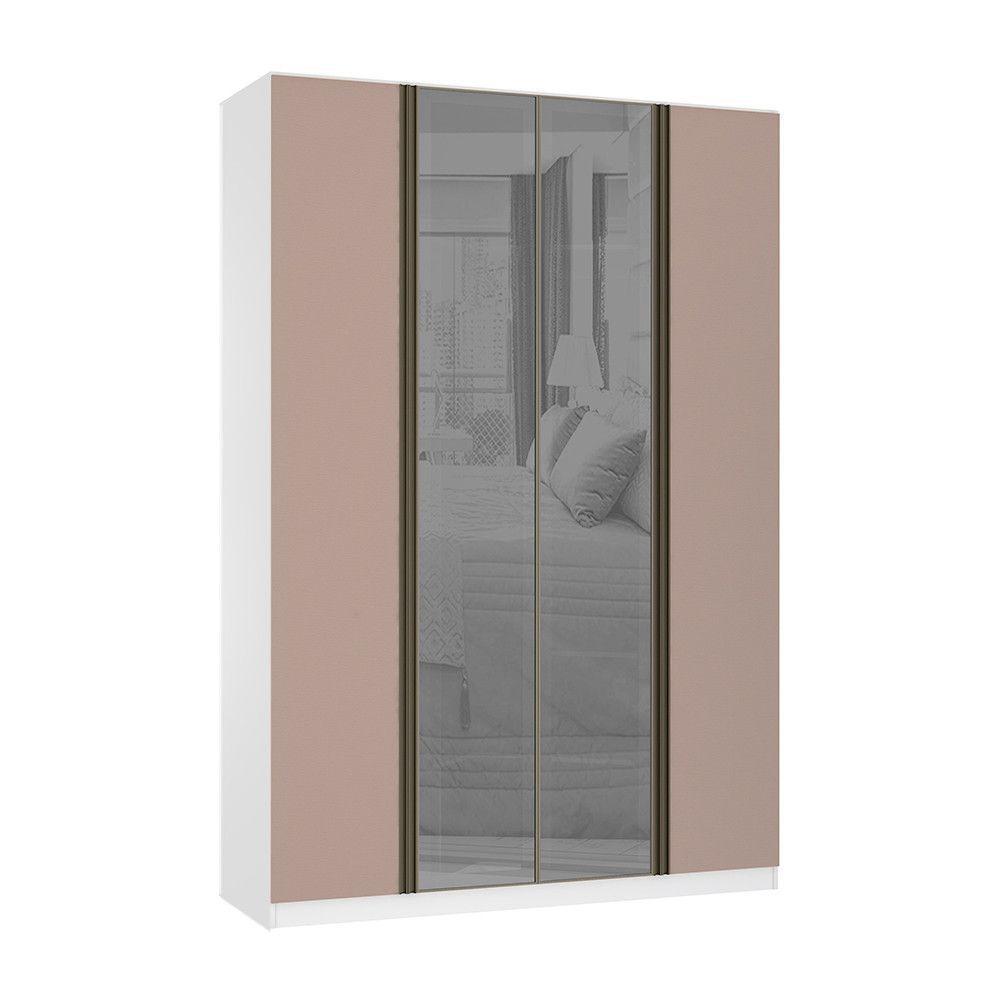 Guarda Roupa 4 Portas 159,2 Cm Prata Branco Ff Com Connect - 1