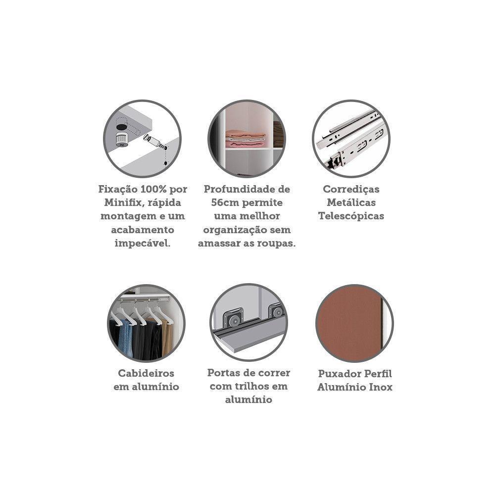 Guarda Roupa 2 Portas De Correr 159cm Branco Ff Com Gaia - 4