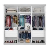 Guarda Roupa Casal 3 Portas De Correr E 3 Espelhos Evidence Minastex Branco - 2