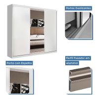 Guarda Roupa Casal 3 Portas De Correr E 3 Espelhos Evidence Minastex Branco