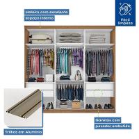 Guarda Roupa Casal 3 Portas De Correr 4 Gavetas E 3 Espelhos Barcelona Minastex Freijó - 6