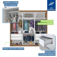 Guarda Roupa Casal 3 Portas De Correr 4 Gavetas E 3 Espelhos Barcelona Minastex Freijó - 7
