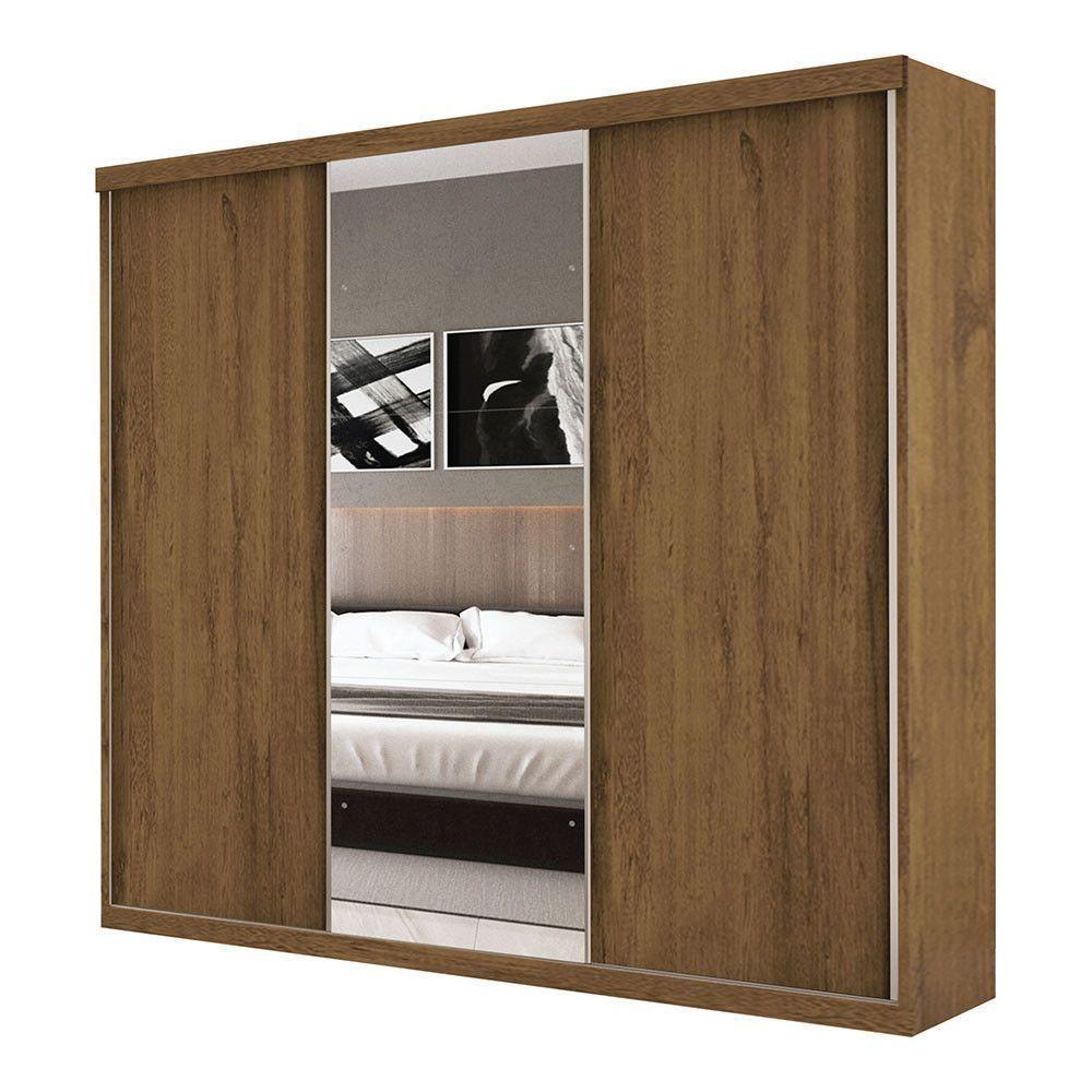 Guarda Roupa Casal 3 Portas De Correr E 3 Espelhos Evidence Minastex Freijó - 9