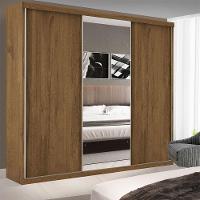 Guarda Roupa Casal 3 Portas De Correr E 3 Espelhos Evidence Minastex Freijó - 1