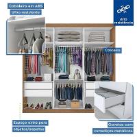 Guarda Roupa Casal 3 Portas De Correr E 3 Espelhos Evidence Minastex Freijó - 2