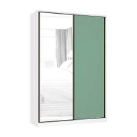 Guarda Roupa 2 Portas De Correr 159cm Branco Com Verde Jade - 1