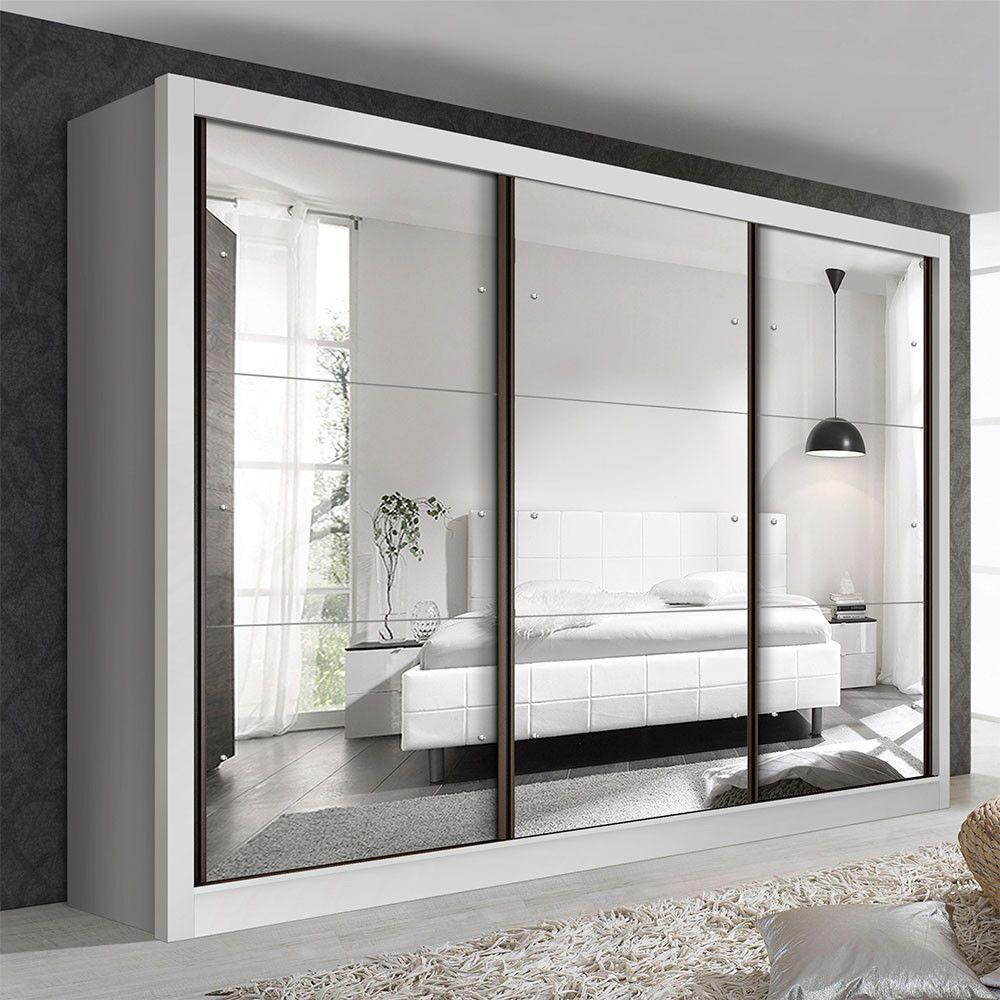 Guarda Roupa Casal Com 9 Espelhos 3 Portas Ravena Minastex Branco - 1