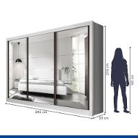 Guarda Roupa Casal Com 9 Espelhos 3 Portas Ravena Minastex Branco