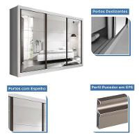 Guarda Roupa Casal Com 9 Espelhos 3 Portas Ravena Minastex Branco - 5