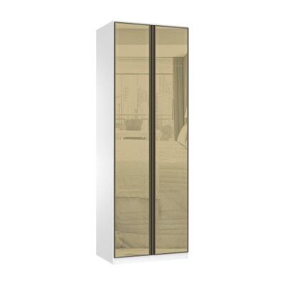 Guarda Roupa Modulado Prime 2 Portas 3 Gavetas Branco MDP Vidro Reflecta Bronze