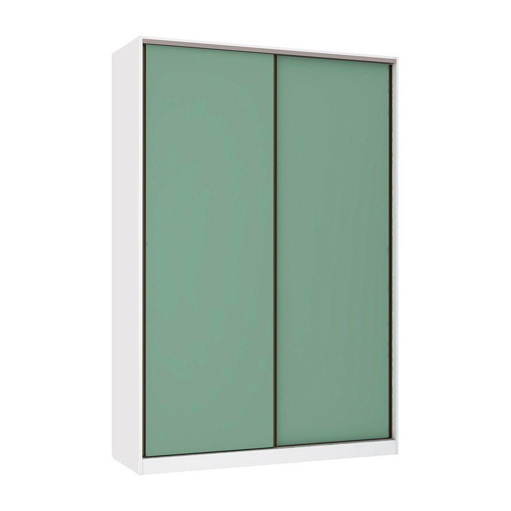Guarda Roupa 2 Portas De Correr 159cm Branco Com Verde Jade - 1