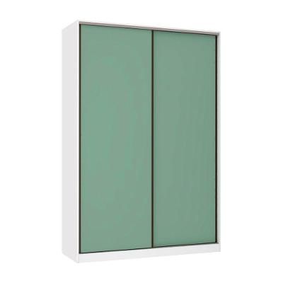 Guarda Roupa Casal Prime 2 Portas de Correr 3 Gavetas Branco FF com Verde Jade MDP
