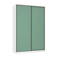 Guarda Roupa 2 Portas De Correr 159cm Branco Com Verde Jade - 1