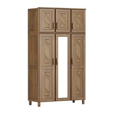 Guarda-roupa Grécia Solteiro Imbuia com Espelho 6 Portas