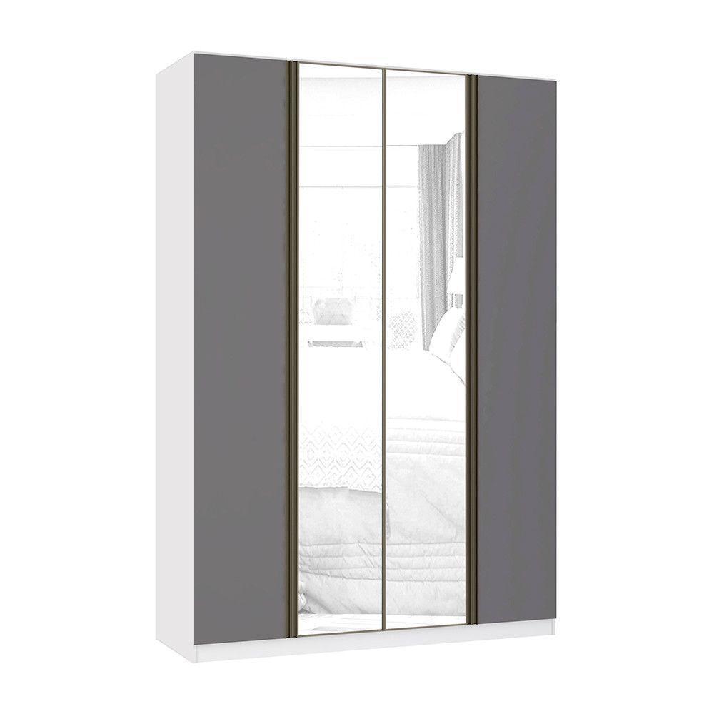 Guarda Roupa 4 Portas 159,2 Cm Branco Com Cinza Puro - 1