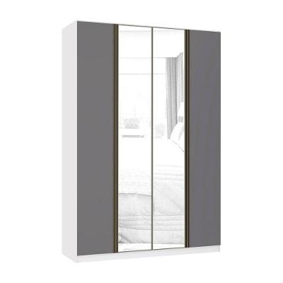 Guarda Roupa Modulado Prime Luciane 4 Portas 3 Gavetas Branco Cinza Puro MDP