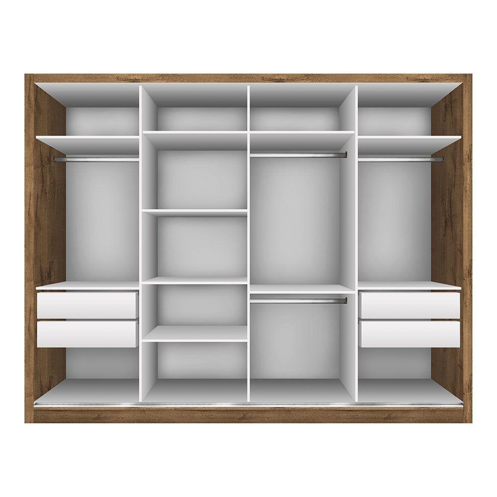 Guarda Roupa Casal Com 6 Espelhos 4 Portas Firenze Minastex Freijó - 9