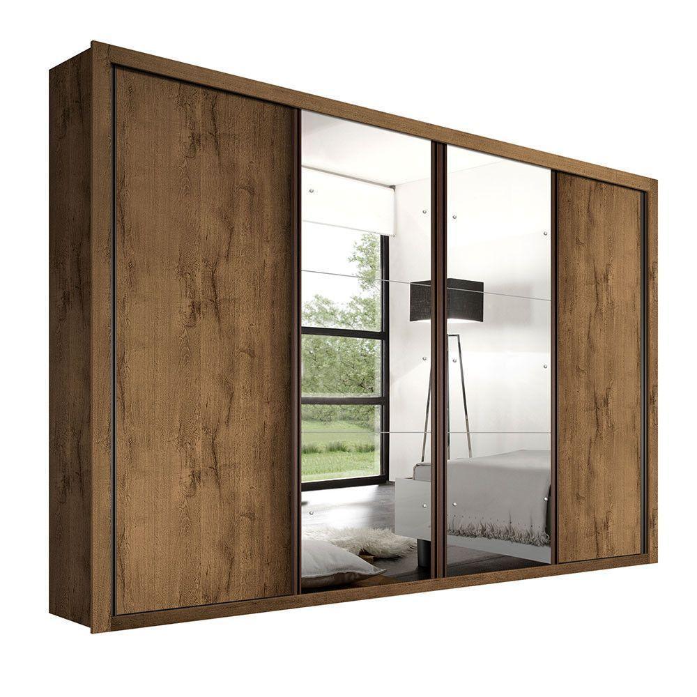 Guarda Roupa Casal Com 6 Espelhos 4 Portas Firenze Minastex Freijó - 10