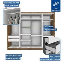 Guarda Roupa Casal Com 6 Espelhos 4 Portas Firenze Minastex Freijó - 3