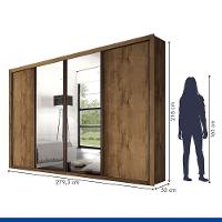 Guarda Roupa Casal Com 6 Espelhos 4 Portas Firenze Minastex Freijó - 5