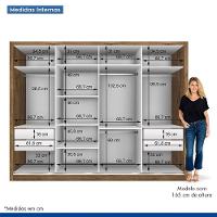 Guarda Roupa Casal Com 6 Espelhos 4 Portas Firenze Minastex Freijó - 7