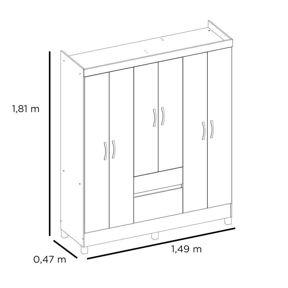 Guarda Roupa 6 Portas Com Pés Flash Ii Branco Rosa Flex - 2