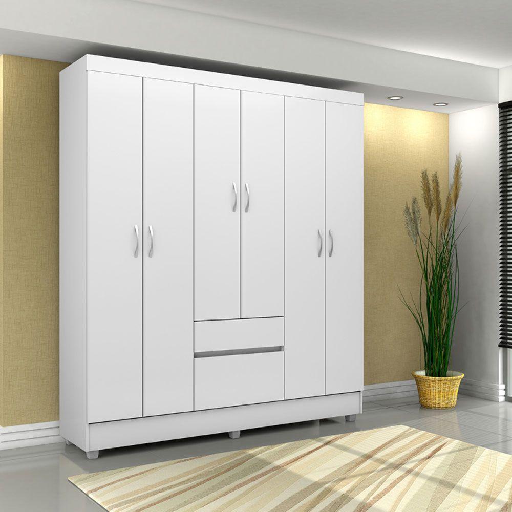 Guarda Roupa 6 Portas Com Pés Flash Ii Branco Rosa Flex - 4