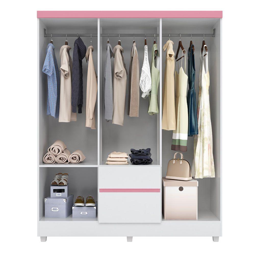 Guarda Roupa 6 Portas Com Pés Flash Ii Branco Rosa Flex - 7