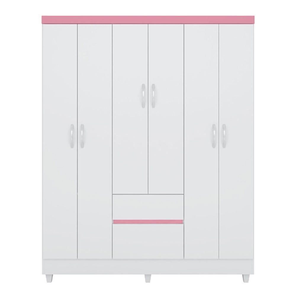 Guarda Roupa 6 Portas Com Pés Flash Ii Branco Rosa Flex - 9