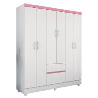 Guarda Roupa 6 Portas Com Pés Flash Ii Branco Rosa Flex - 1