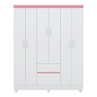Guarda Roupa 6 Portas Com Pés Flash Ii Branco Rosa Flex - 9